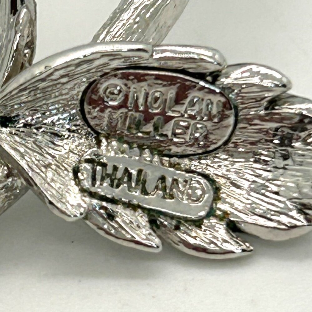 Nolan Miller Anniversary Rose Brooch Pin Pave Rhinestone Silver Tone Vintage - Picture 12 of 16